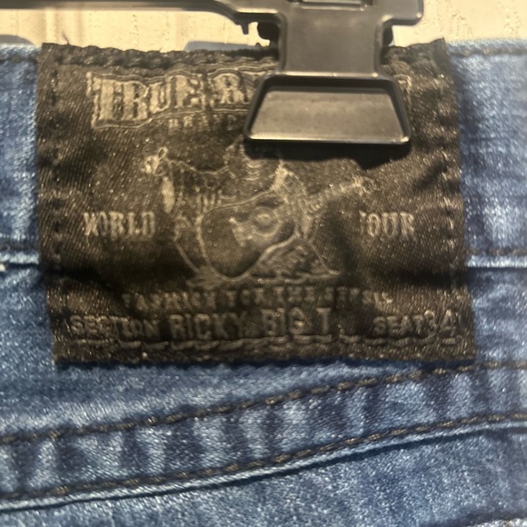 True Religion Ricky Big T Jeans VTG Black Stitch RARE Size 32 USA Flap Pocket - Picture 7 of 12